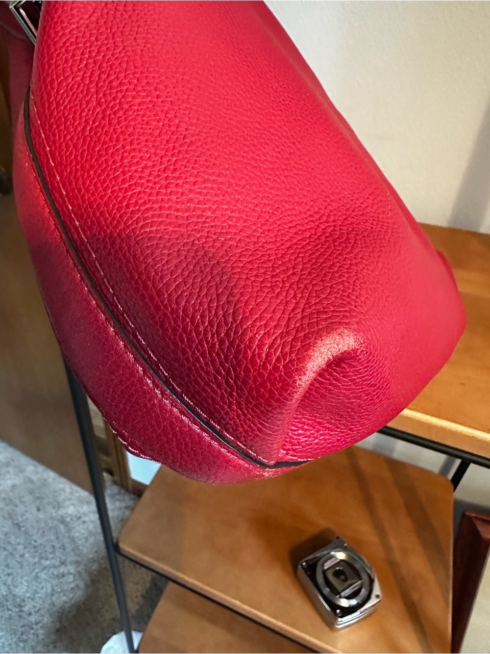 Coach Penelope Hobo Bag | Red Pebbled Leather F16535 - Picture 8 of 9
